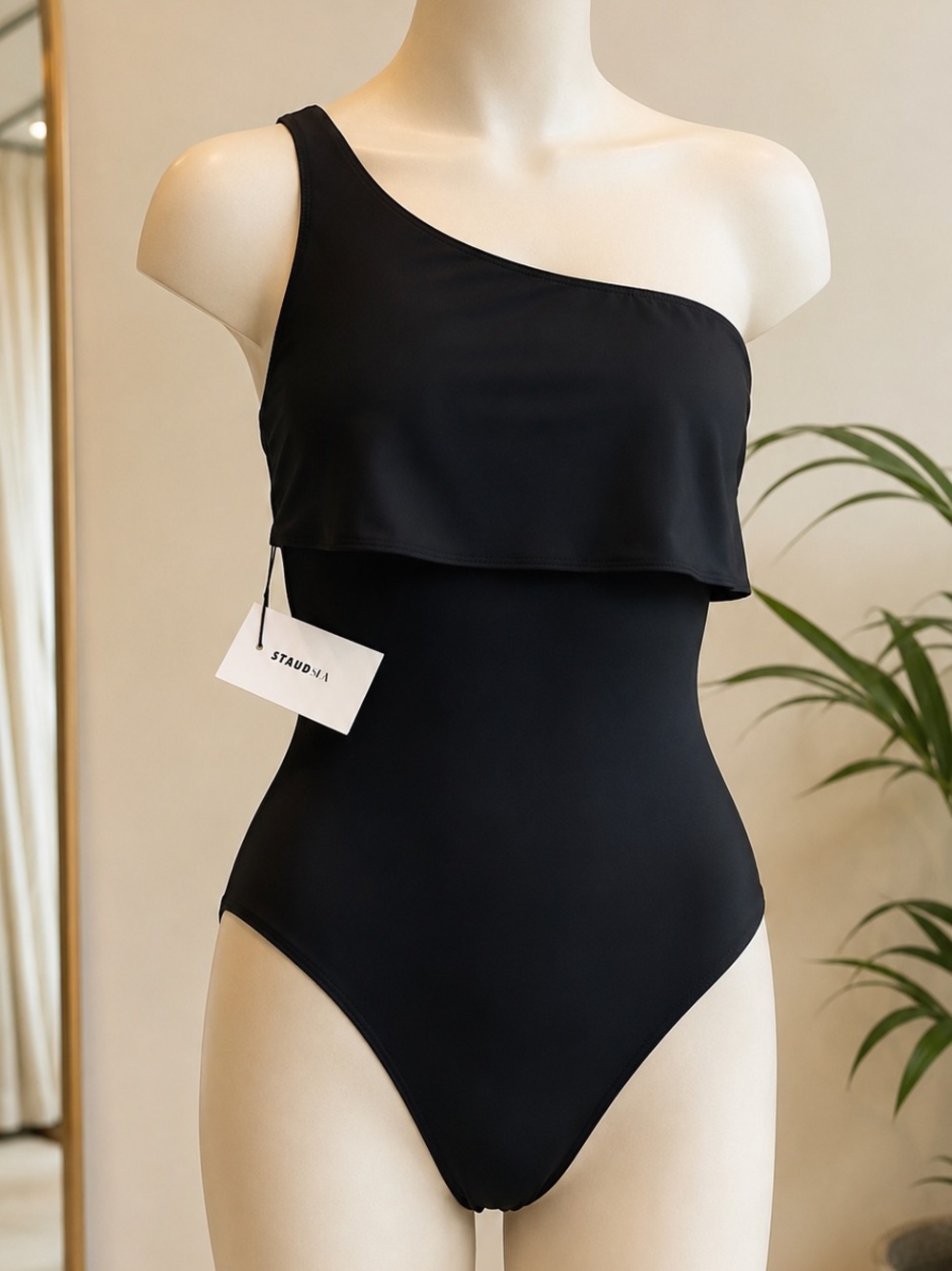 STAUD Lima one piece black swimsuit